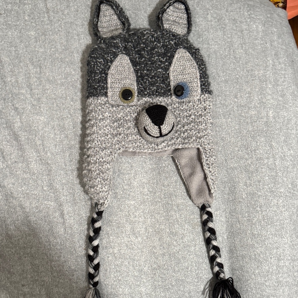 Adorable Gray Animal Earflap Hat for Kids